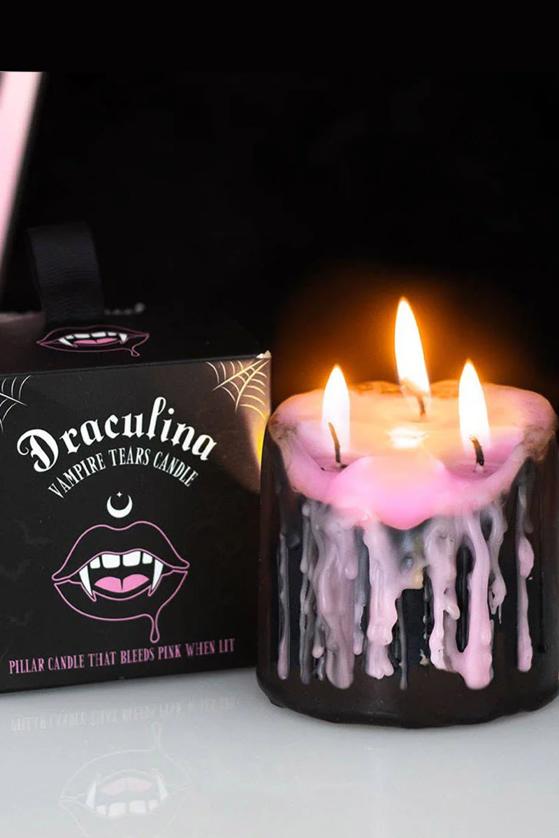 3" Pink Vampire Tears Pillar Candle - Image 2