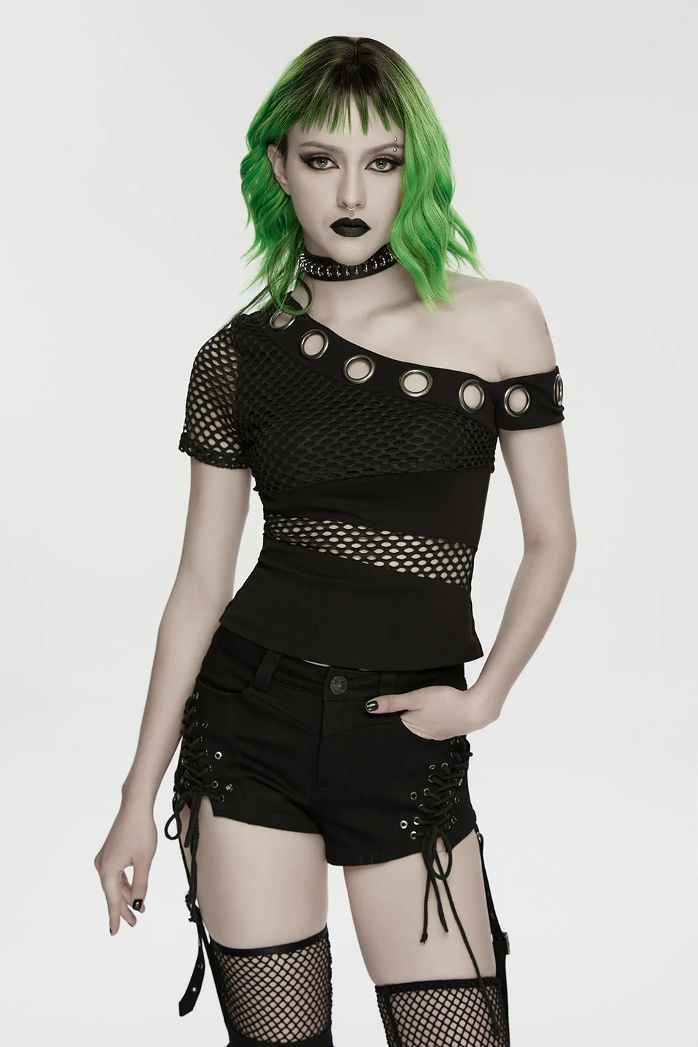 Absinthe Cotton Fishnet Top - Image 4