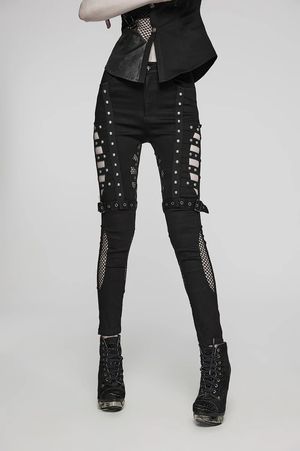 Abyss Fishnet Cutout Skinny Jeans - Image 4
