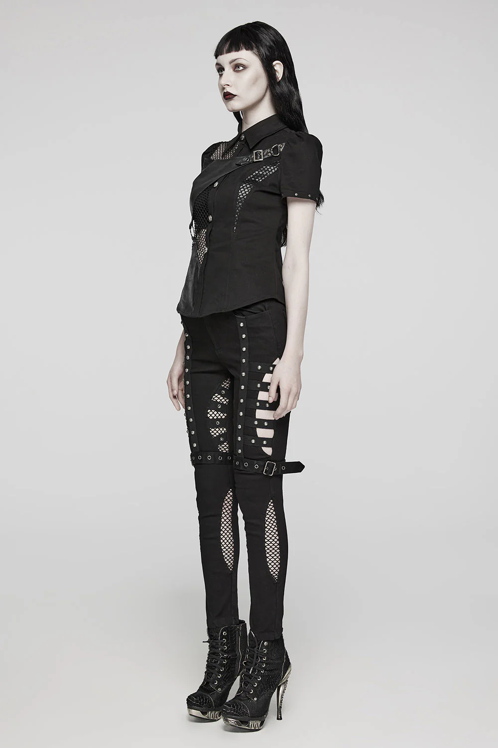 Abyss Fishnet Cutout Skinny Jeans - Image 7