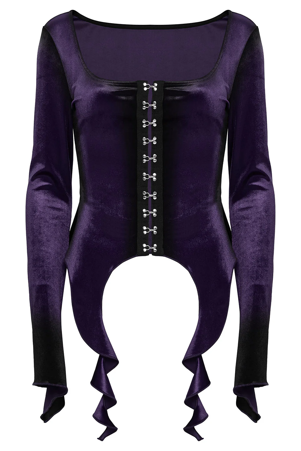 Amethyst Asymmetric Hem Velvet Top [Violet] - Image 6