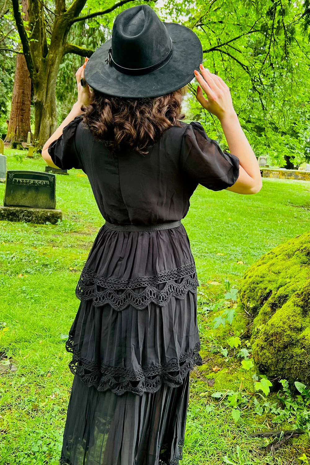 Annabel - Romantic Cottage Goth Tiered Dress - Image 4