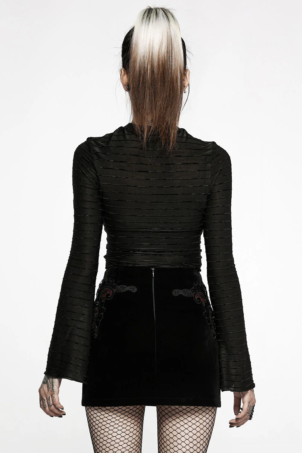Asymmetric Mesh Striped Top - Image 6