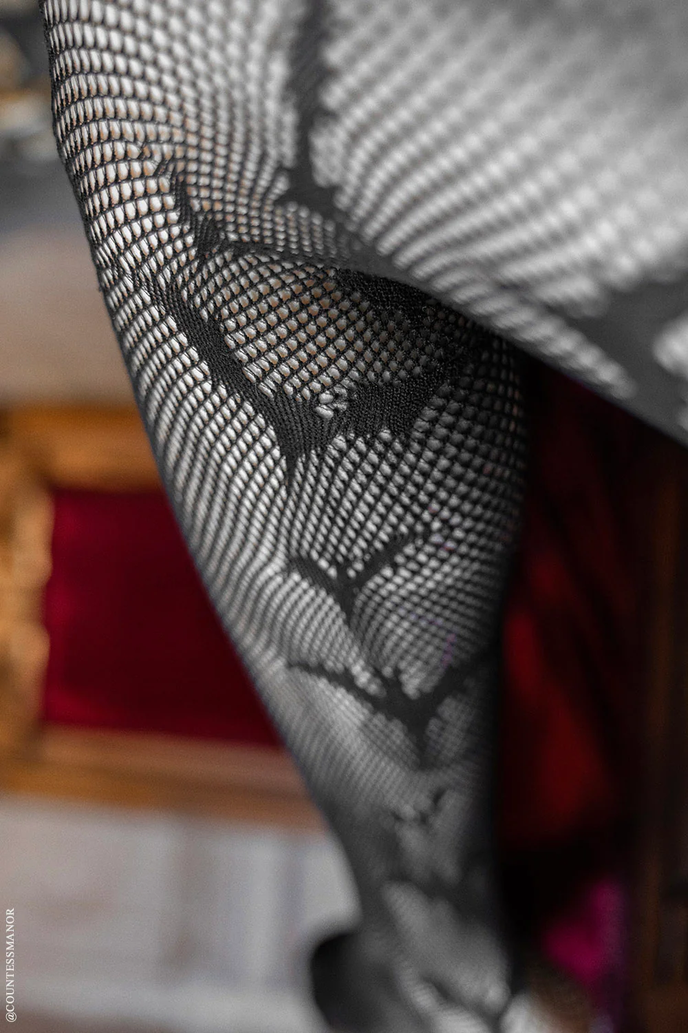 Asymmetric Bat Fishnet Tights - Image 5