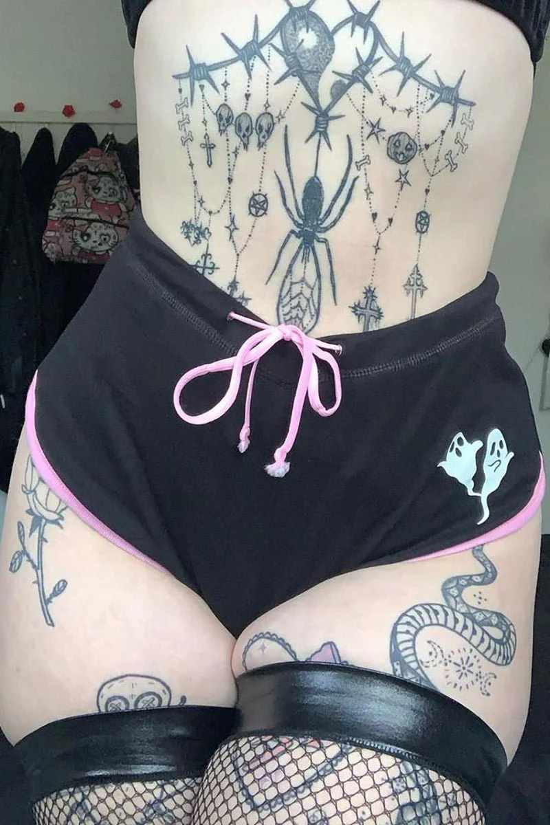 Baby Ghoul Pink Trim Short Shorts - Image 2