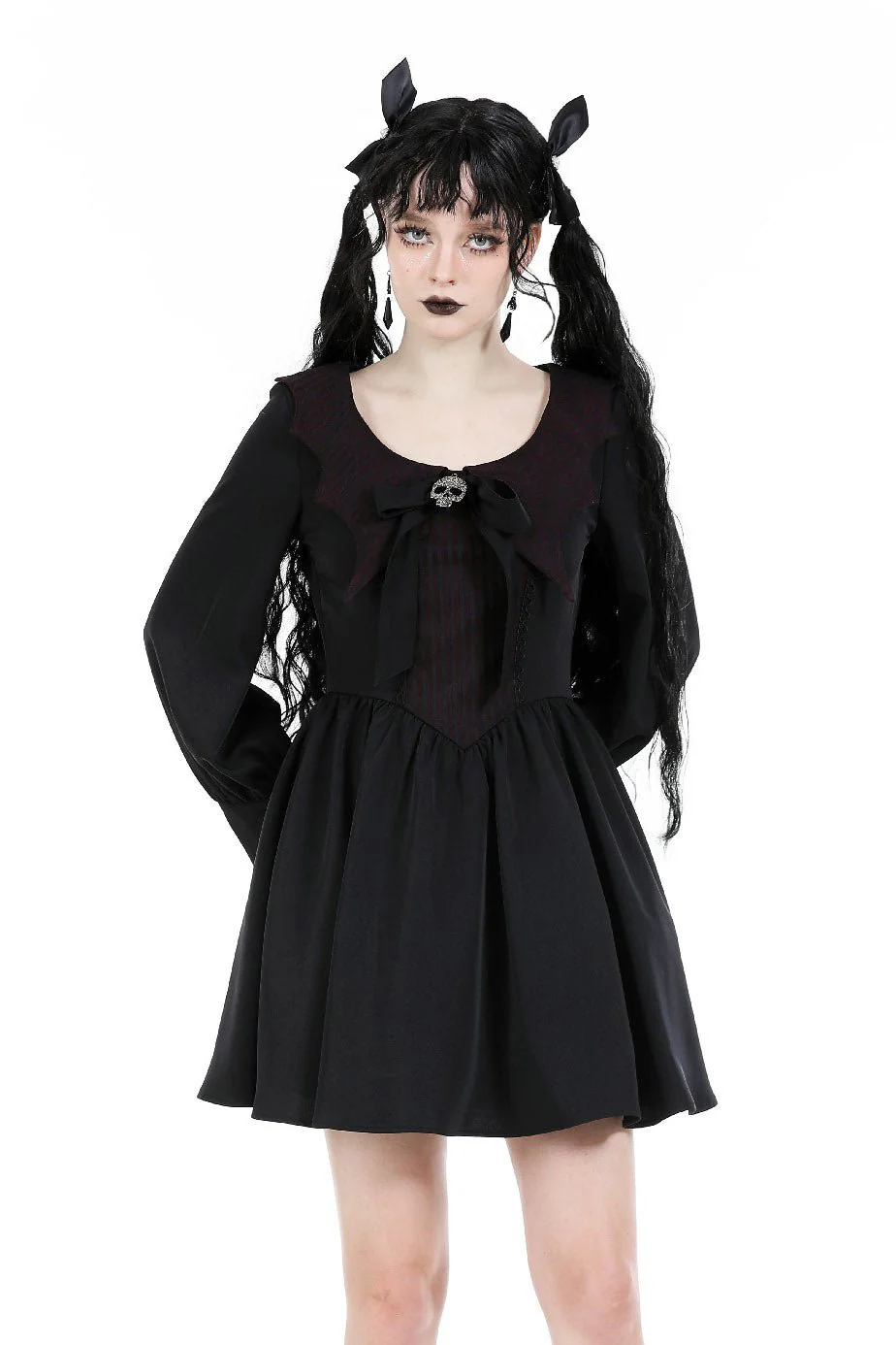 Babydoll Batwing Collar Mini Dress - Image 6