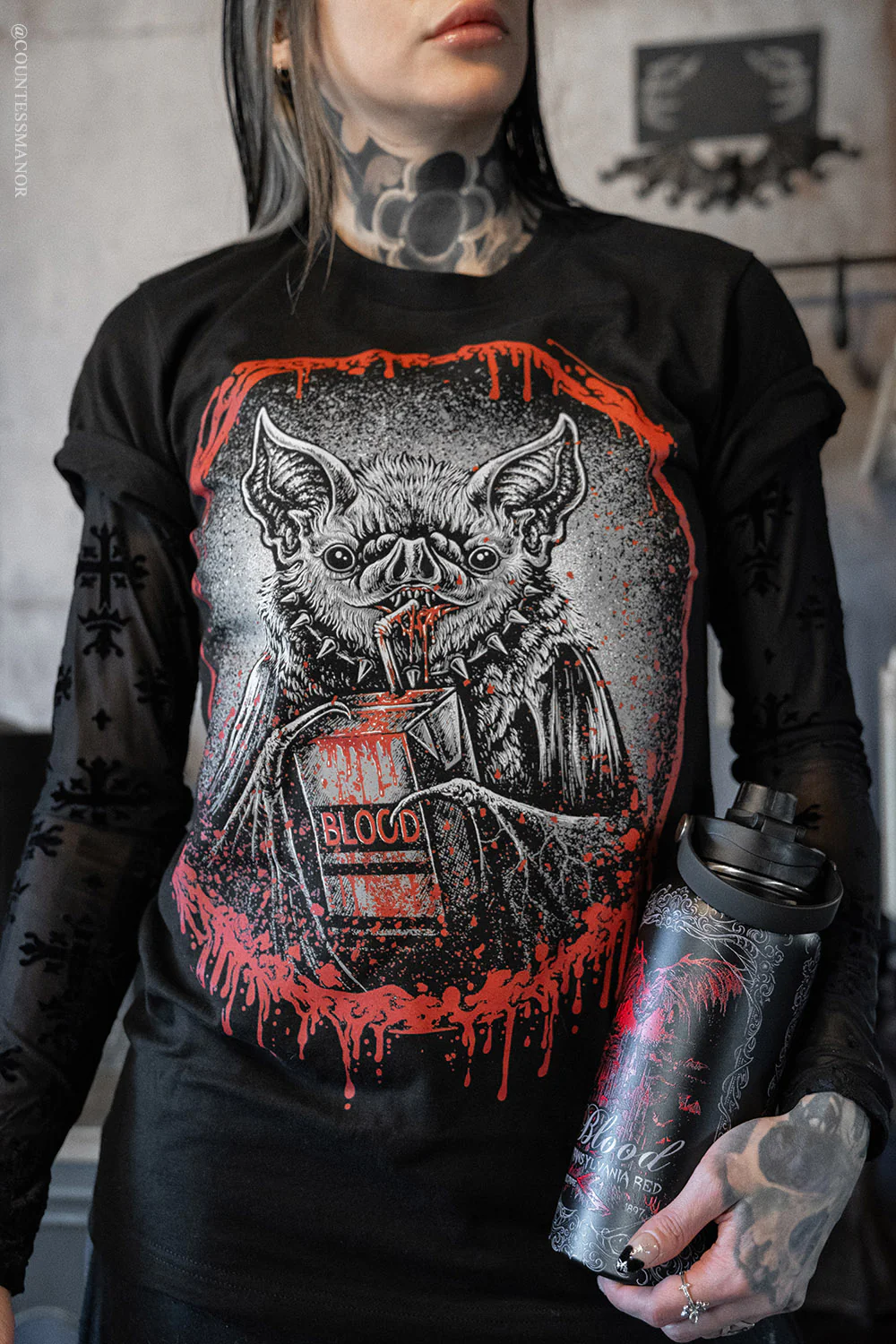 Bat Blood Snack Time T-shirt - Image 8