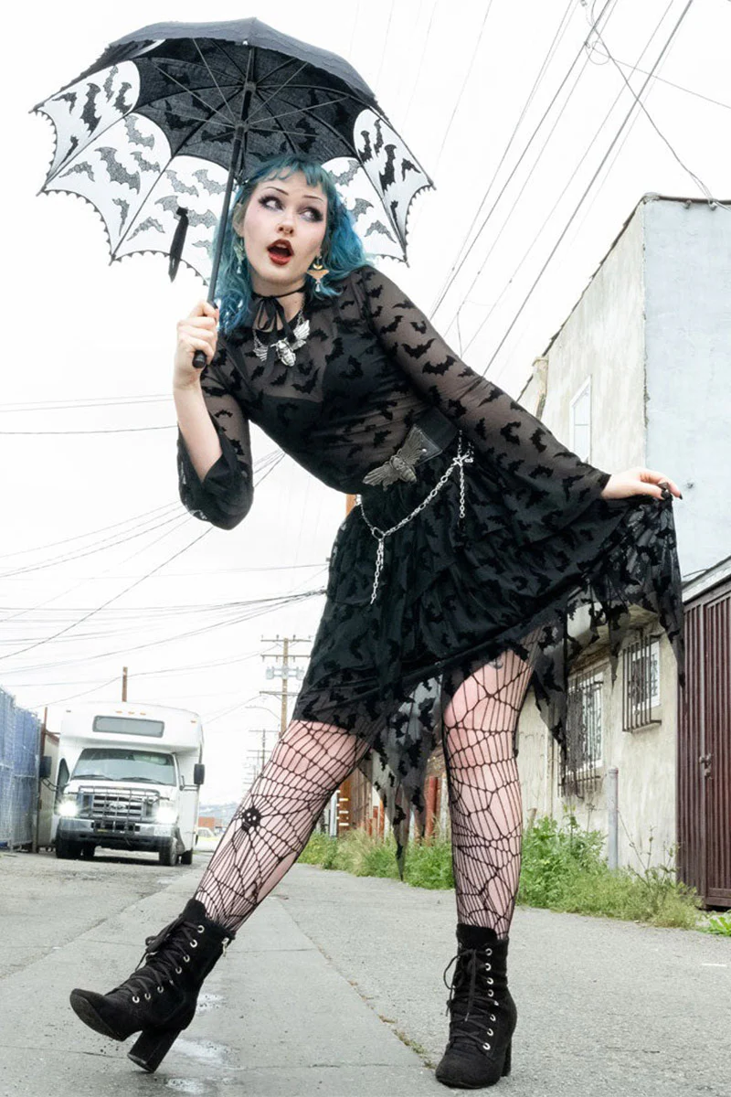 Bat Repeat Mesh Tiered Midi Skirt - Image 6