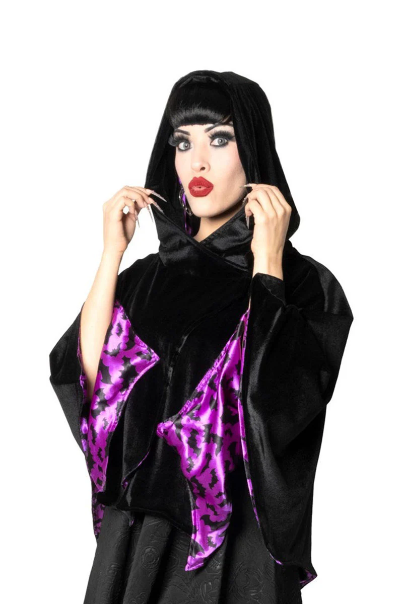 Bat Wing Velvet Purple Short Cape - Image 3