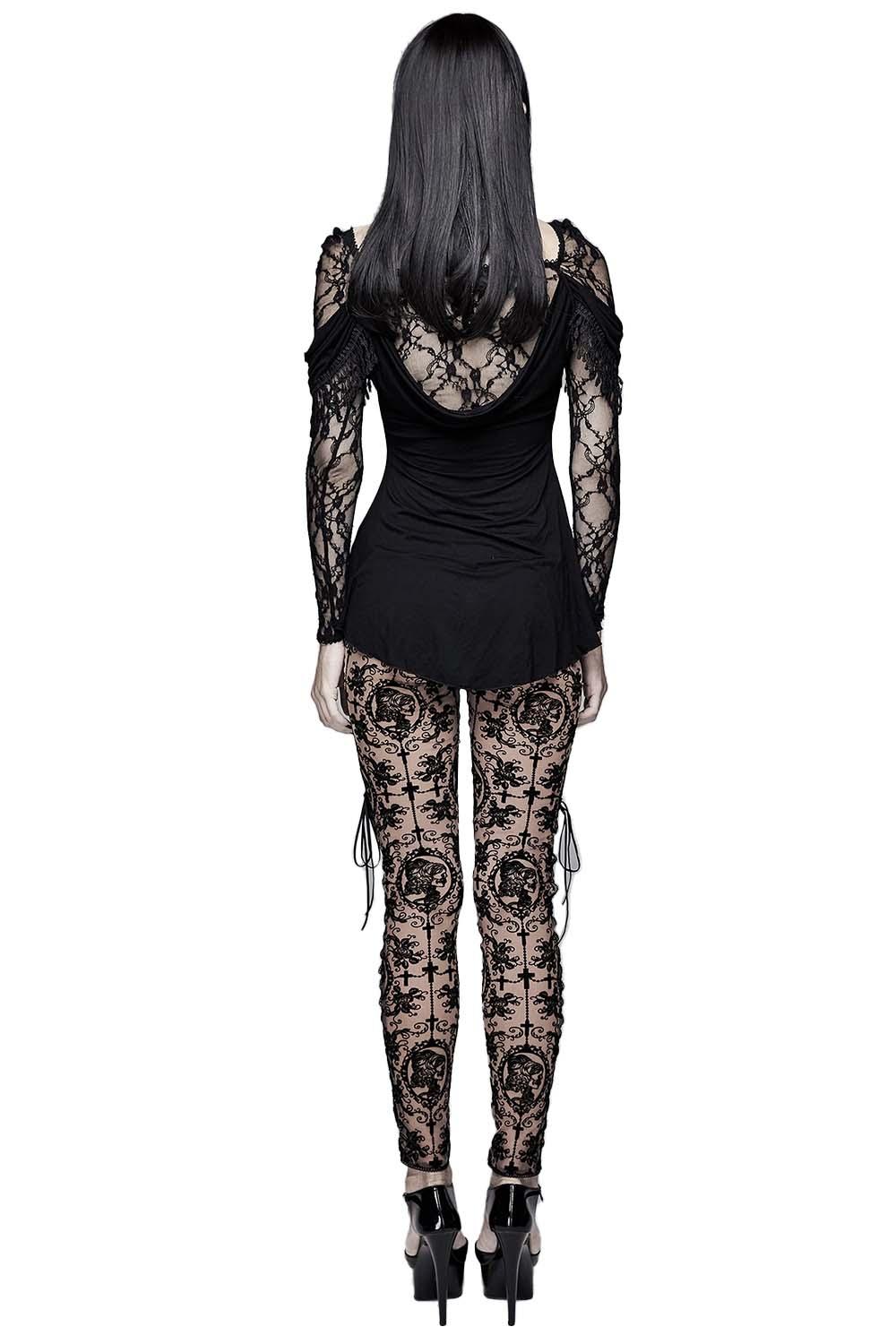Bathory Edwardian Cameo Mesh Tattoo Leggings - Image 7