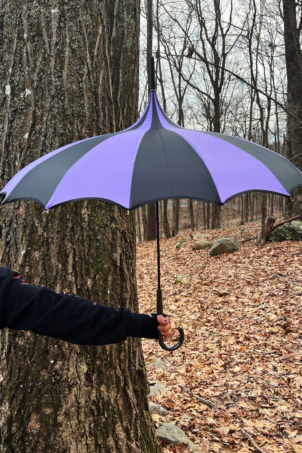Batwing Pagoda Umbrella [BLACK/LIGHT PURPLE] - Image 10