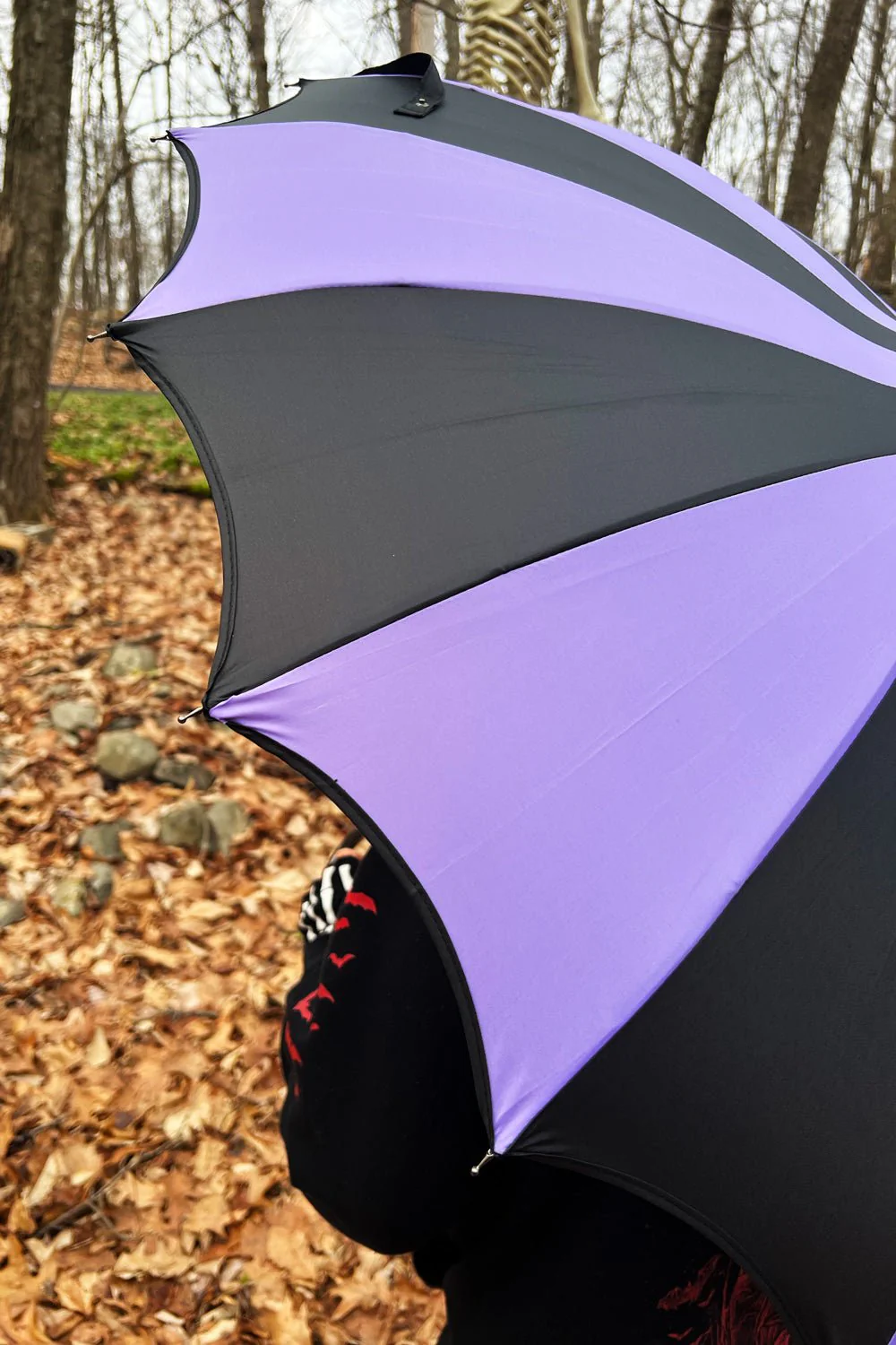 Batwing Pagoda Umbrella [BLACK/LIGHT PURPLE] - Image 11