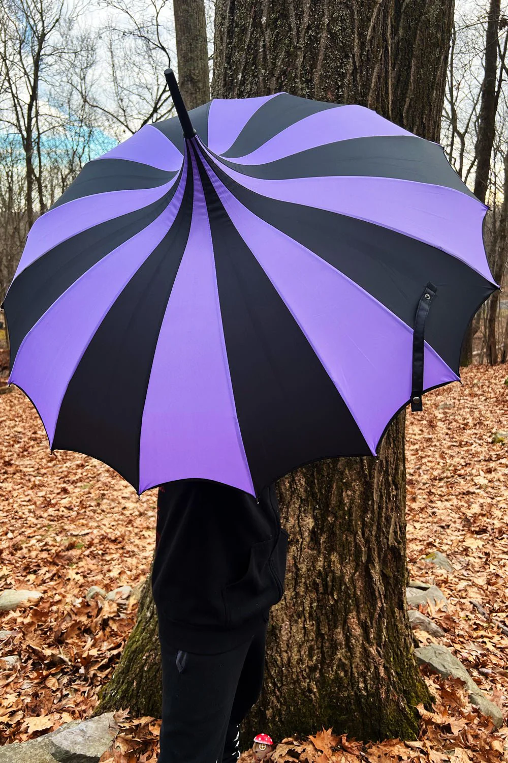 Batwing Pagoda Umbrella [BLACK/LIGHT PURPLE] - Image 12