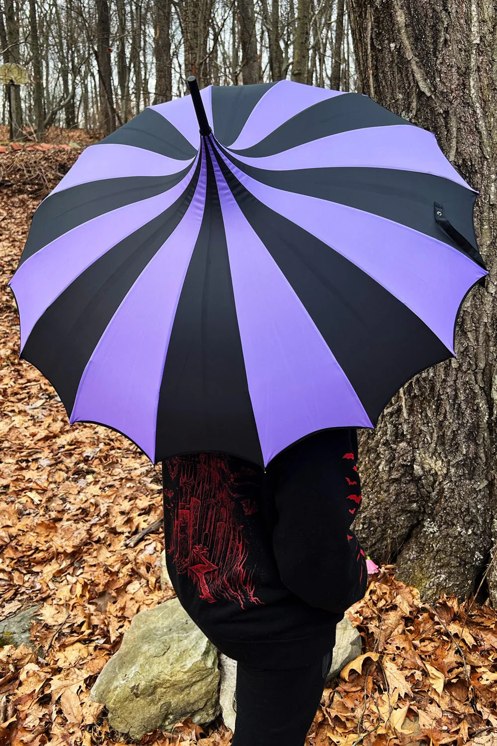 Batwing Pagoda Umbrella [BLACK/LIGHT PURPLE] - Image 7