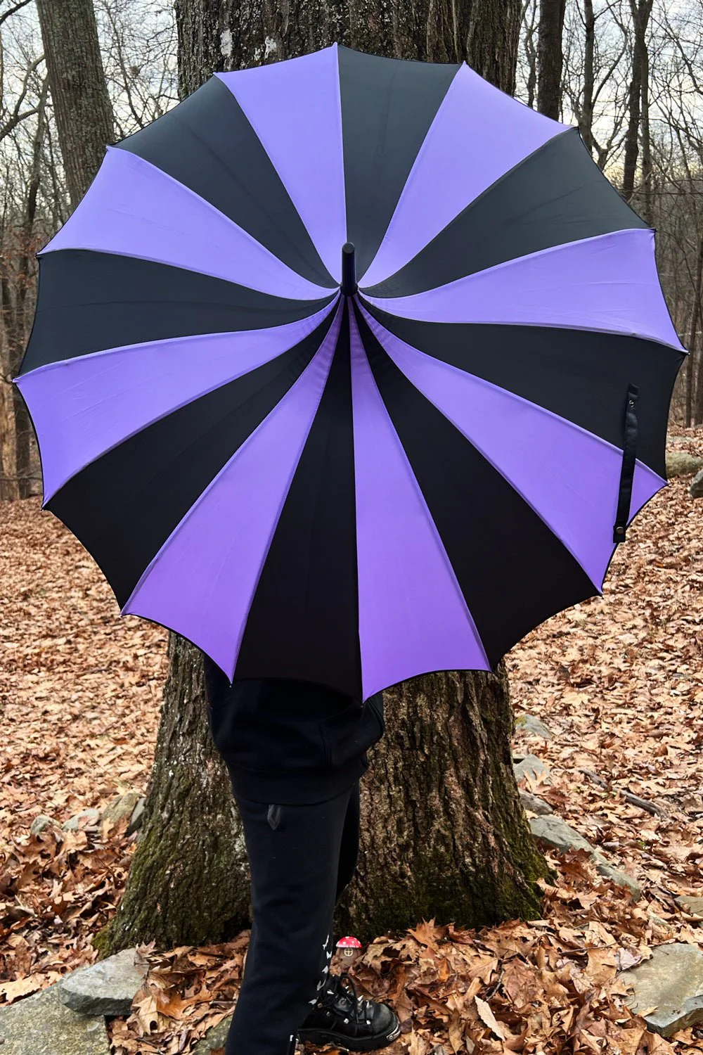 Batwing Pagoda Umbrella [BLACK/LIGHT PURPLE] - Image 8