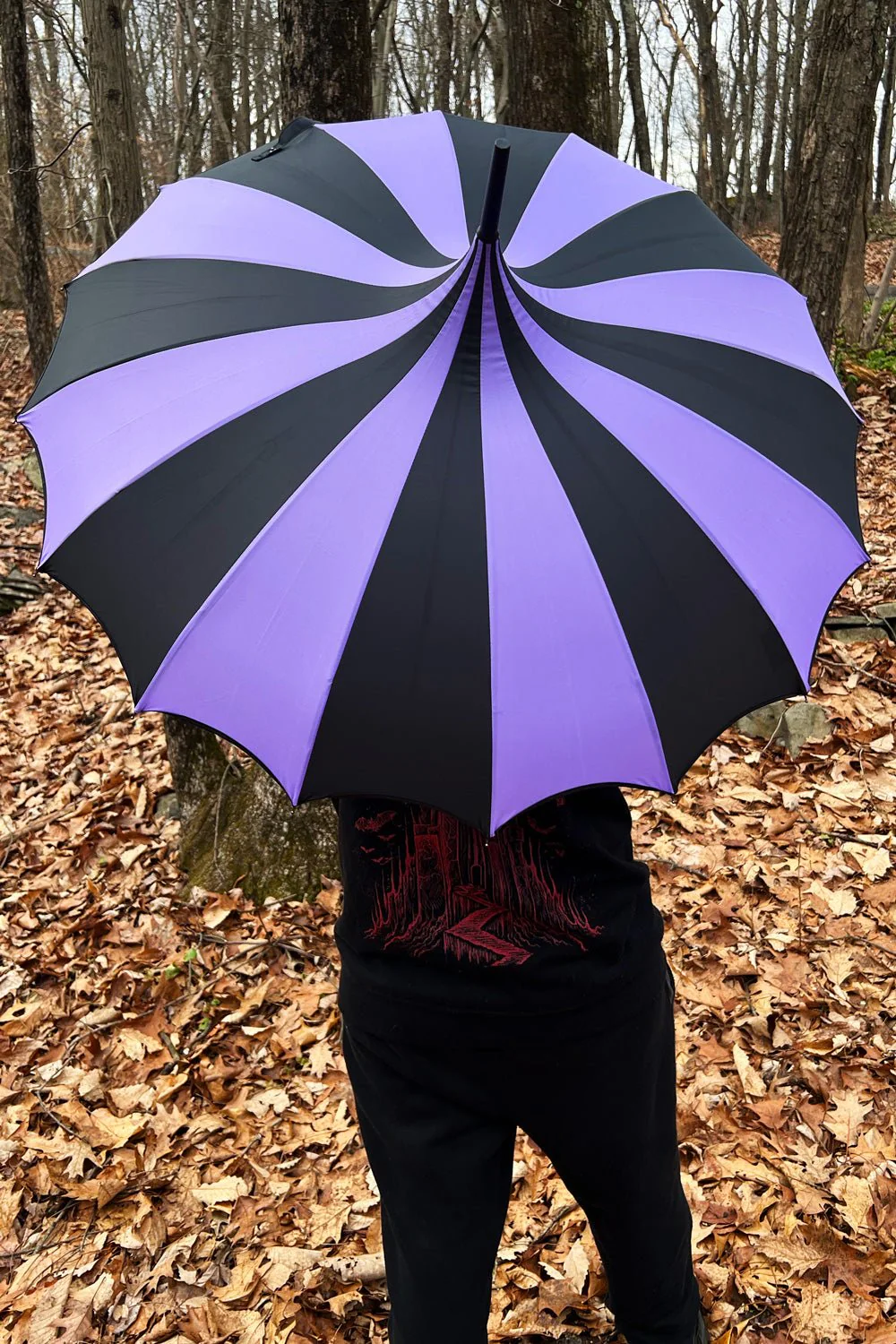 Batwing Pagoda Umbrella [BLACK/LIGHT PURPLE] - Image 9