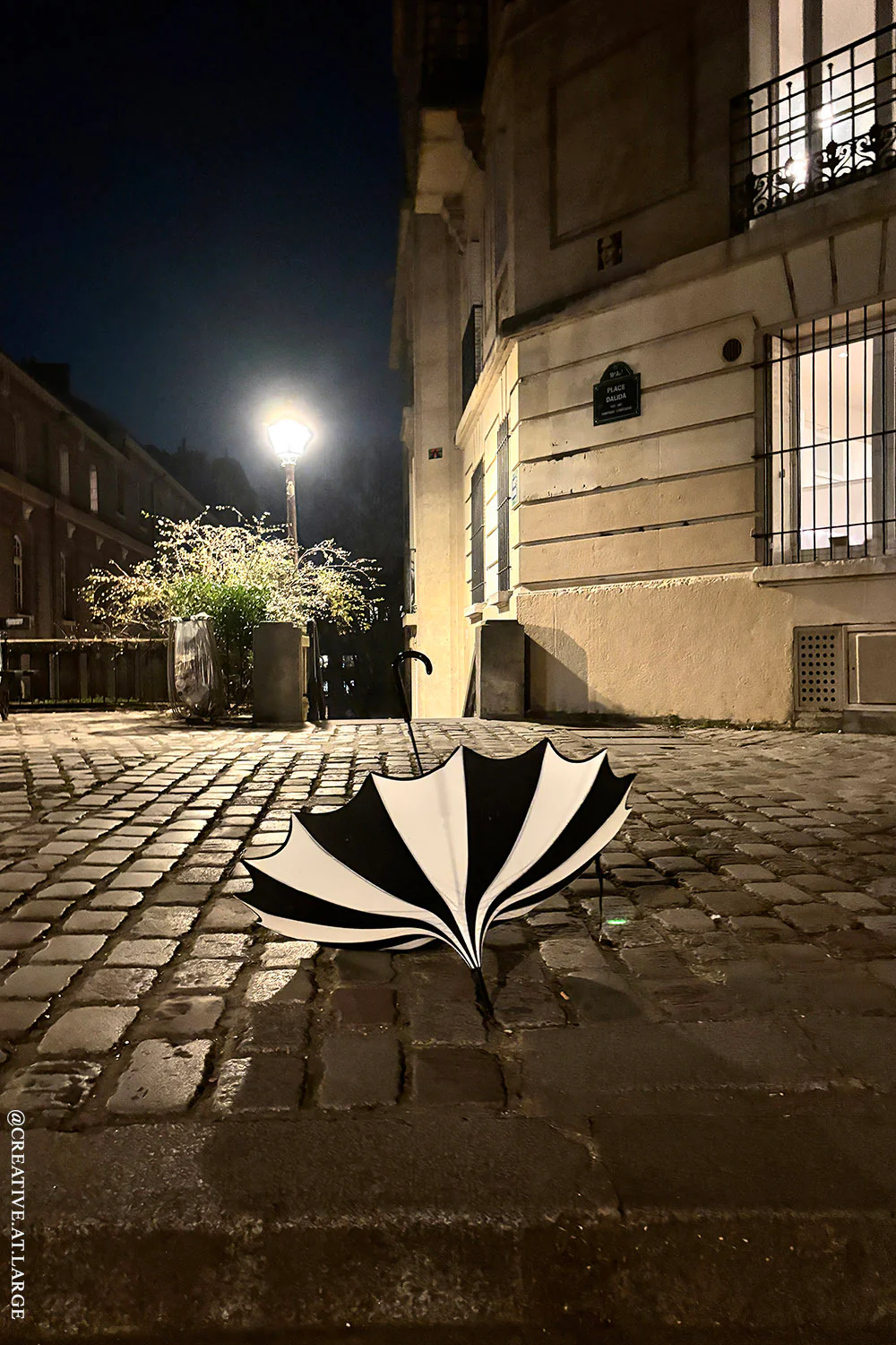 Batwing Pagoda Umbrella [BLACK/WHITE STRIPED] - Image 6
