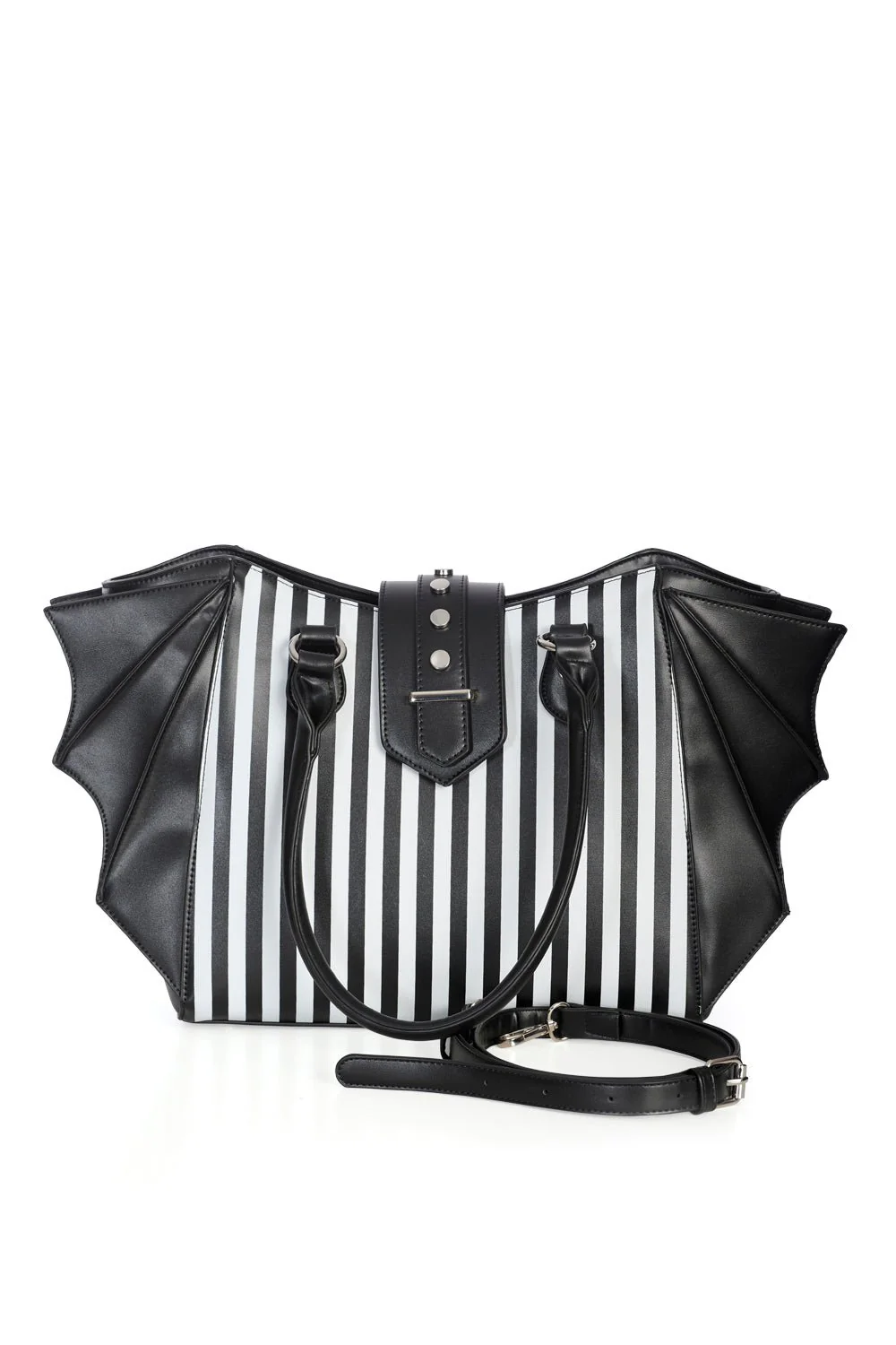 Beetle Striped Batwing Handbag [Black/White] - Image 4