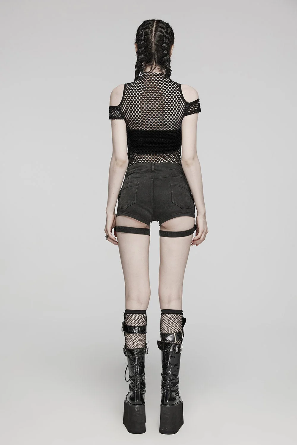 Bitten Cold Shoulder Fishnet Top - Image 4