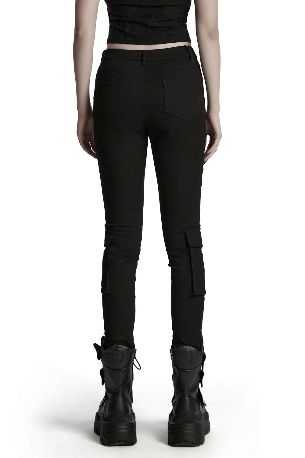 Black Armor Lace-Up Skinny Jeans - Image 3