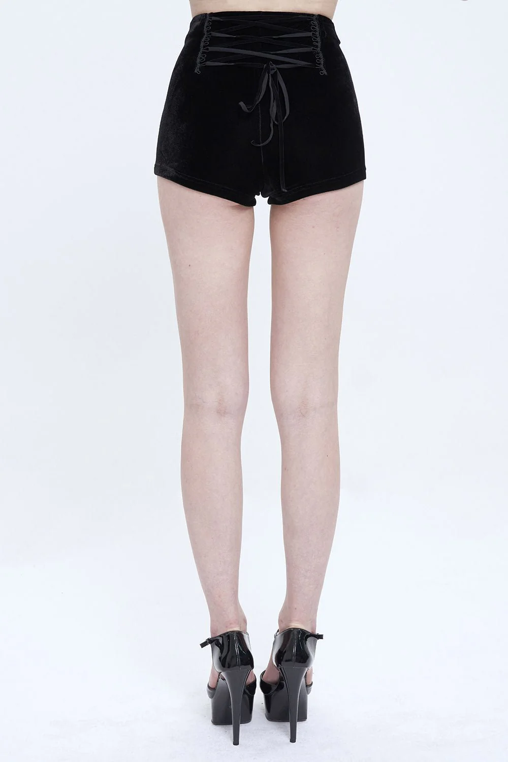 Black Blood Velvet High Waisted Shorts - Image 3