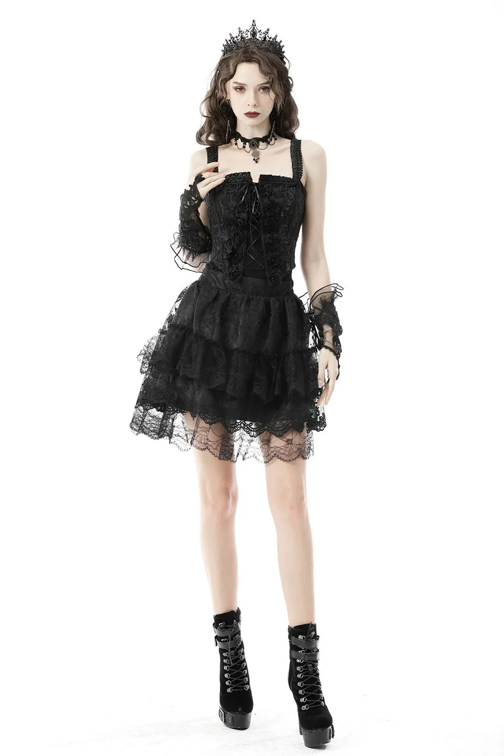 Black Brocade Corset Top - Image 5