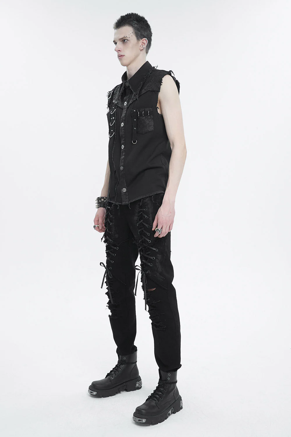 Black Death Denim Vest - Image 4
