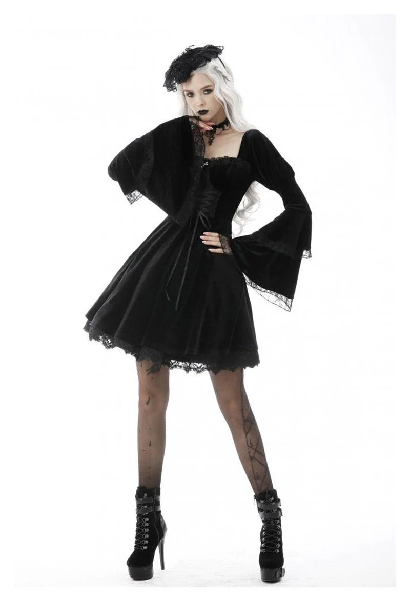 Black Flame Flared Gothic Dress - Image 5
