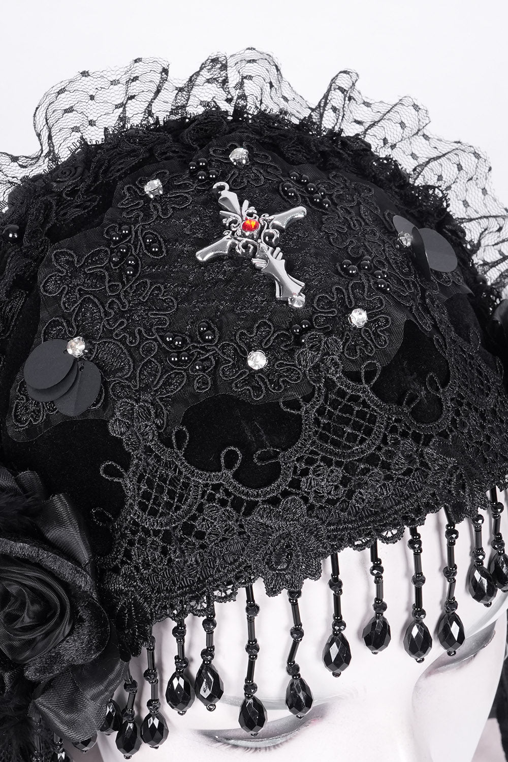 Black Madonna Long Gothic Veil - Image 6