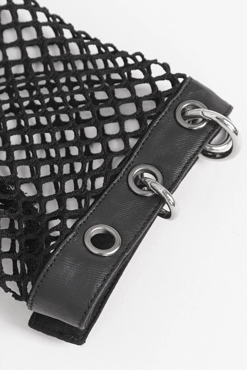 Black Metal Pierced Fishnet Top - Image 10