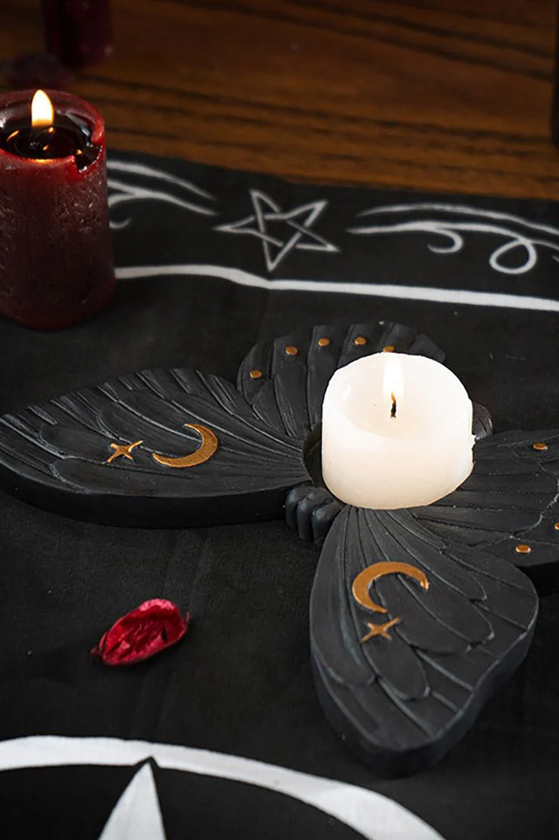 Black Moth Tealight Candle Holder - Image 2