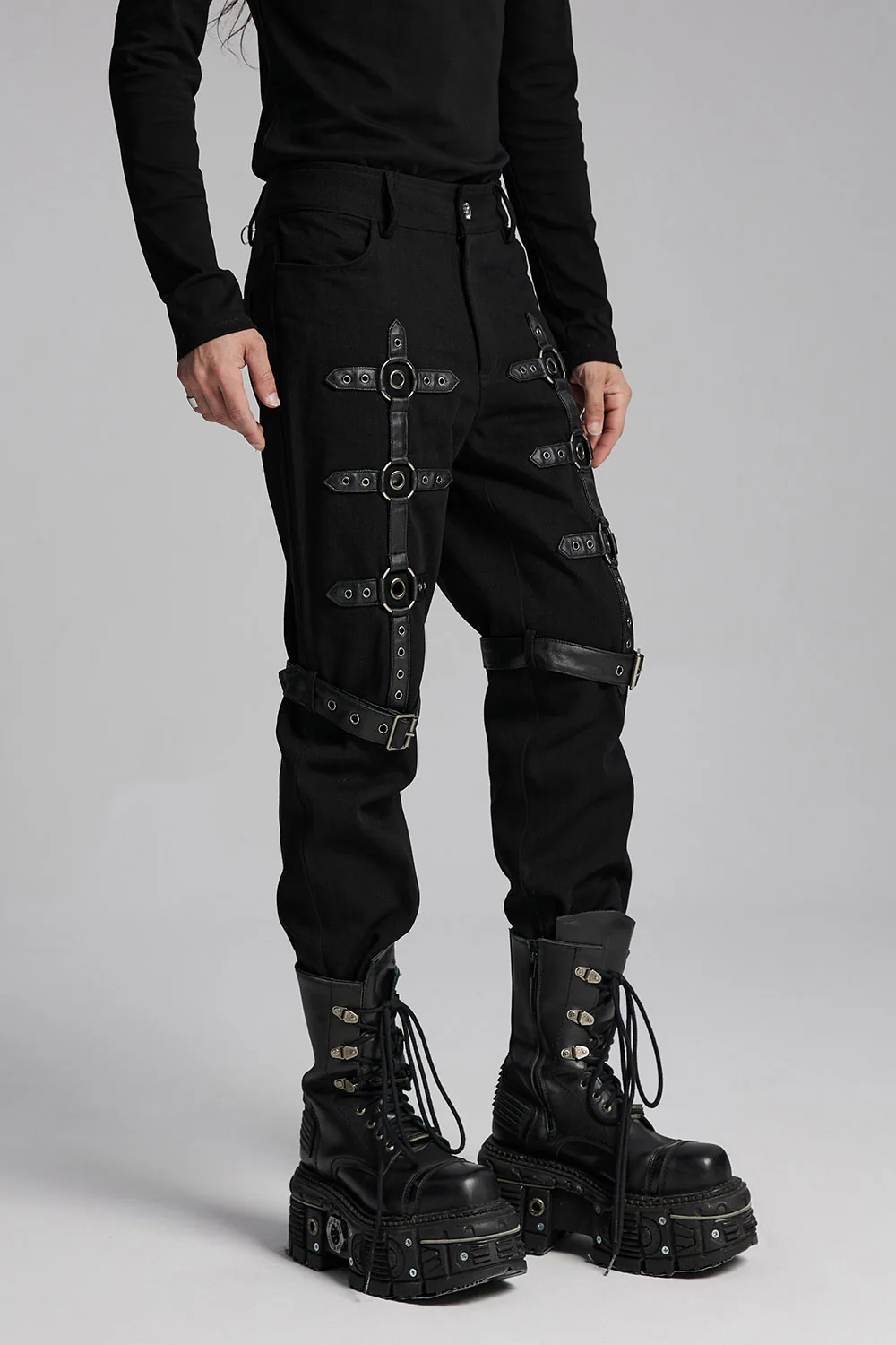 Black Oil Buckle Pants - Image 2