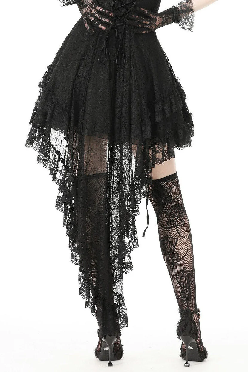 Black Porcelain Babydoll Dress with Train - Image 6