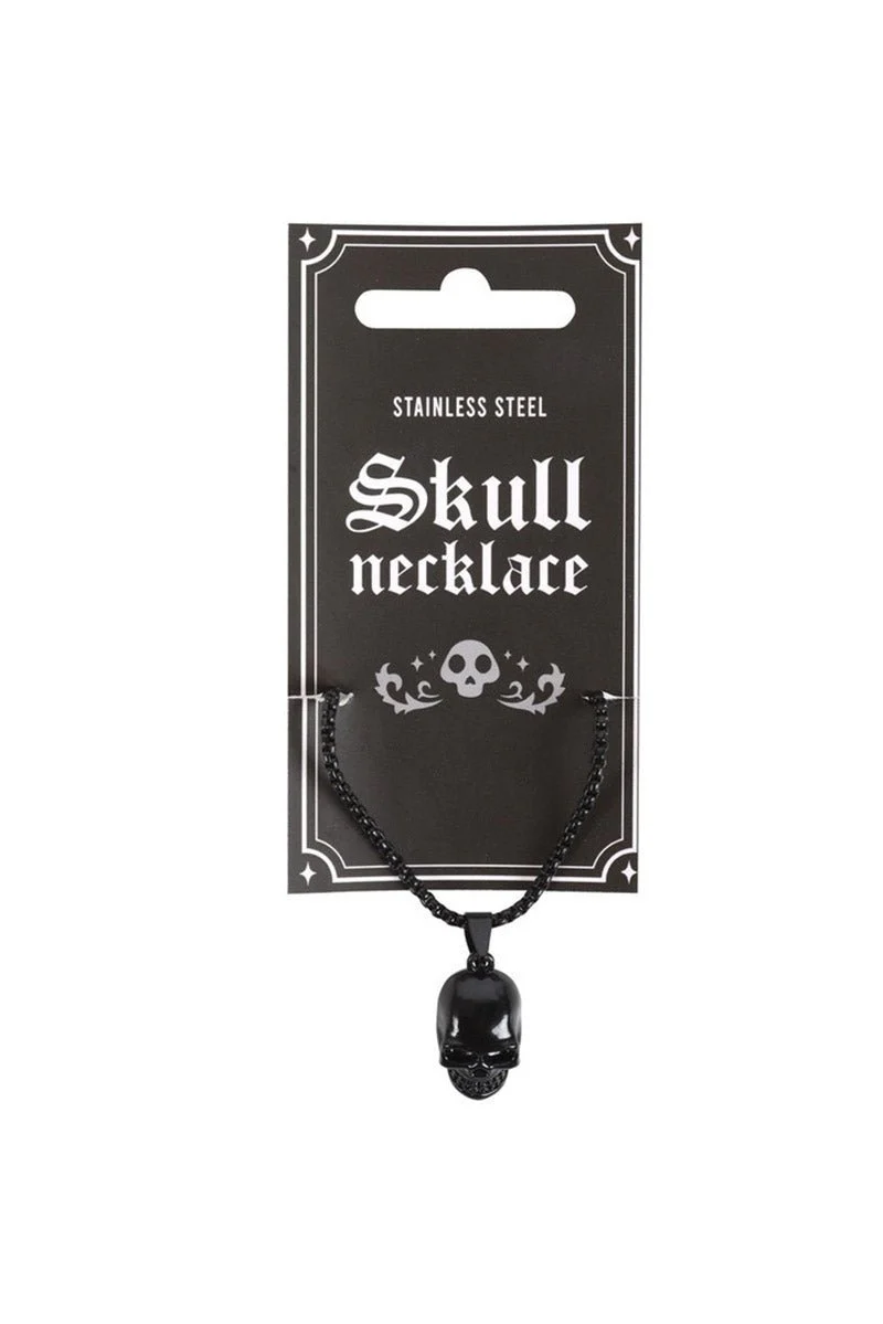 Black Stainless Steel Skull Necklace - Image 2