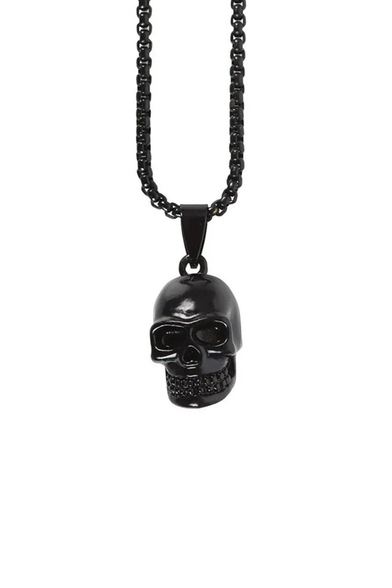 Black Stainless Steel Skull Necklace - Image 3