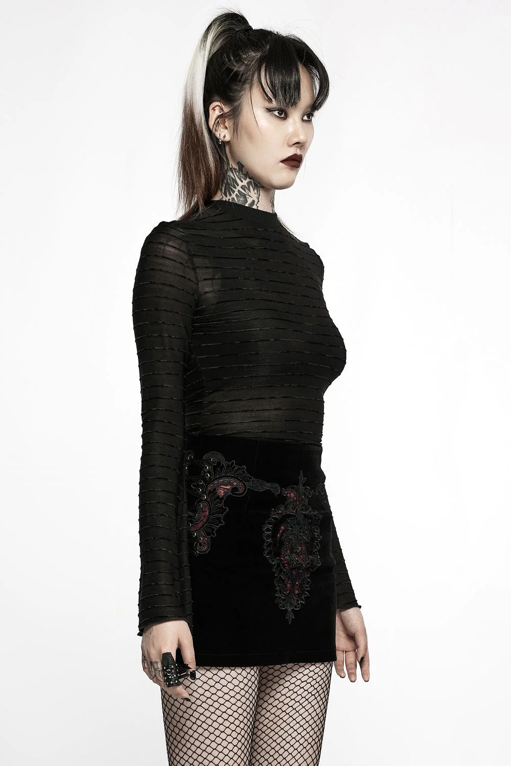 Black Velvet Vamp Mini Skirt - Image 4