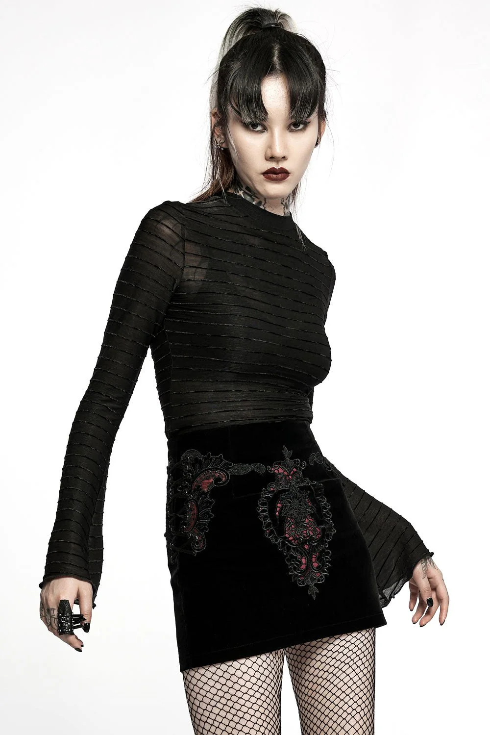 Black Velvet Vamp Mini Skirt - Image 6