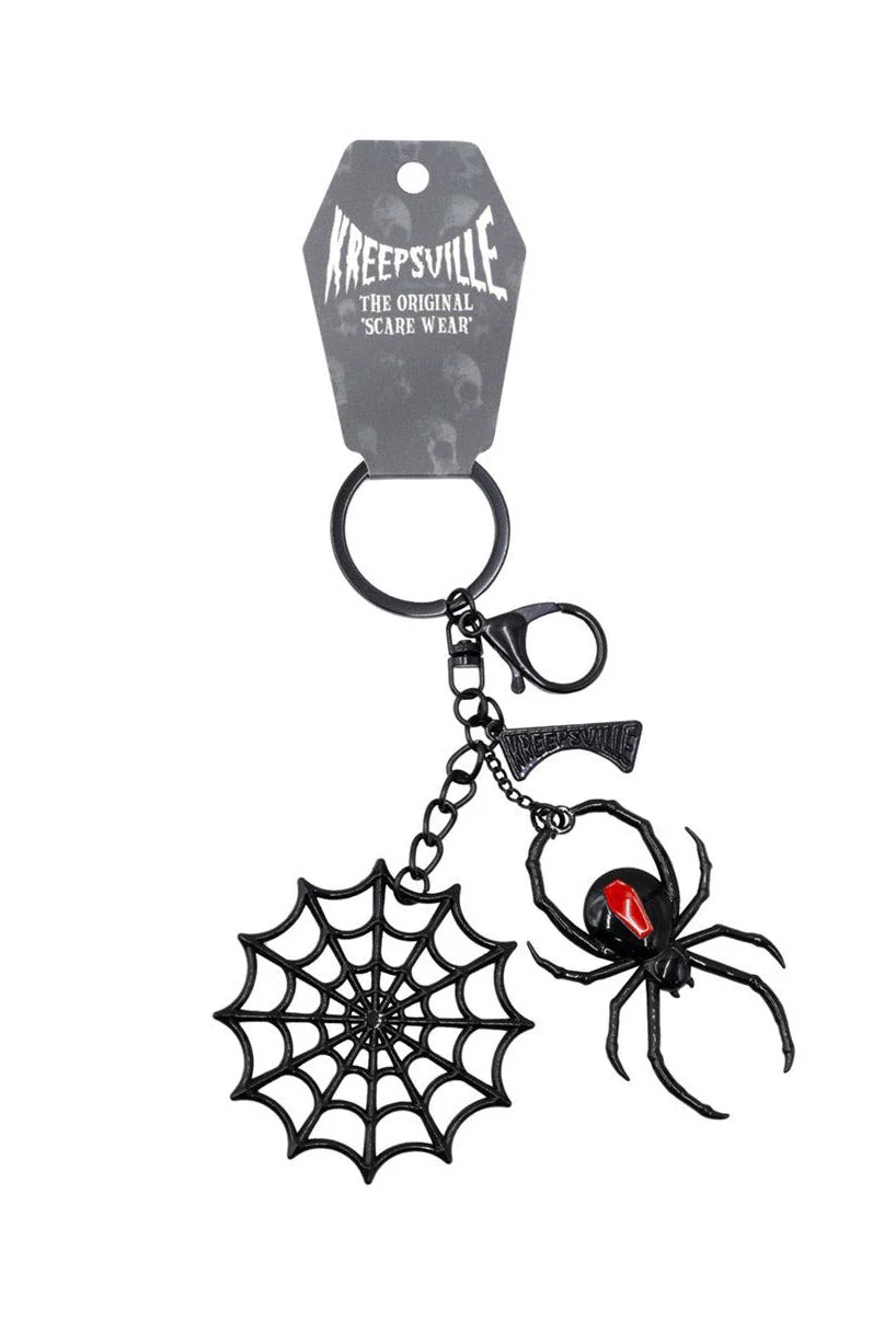 Black Widow Web Charm Keychain - Image 2