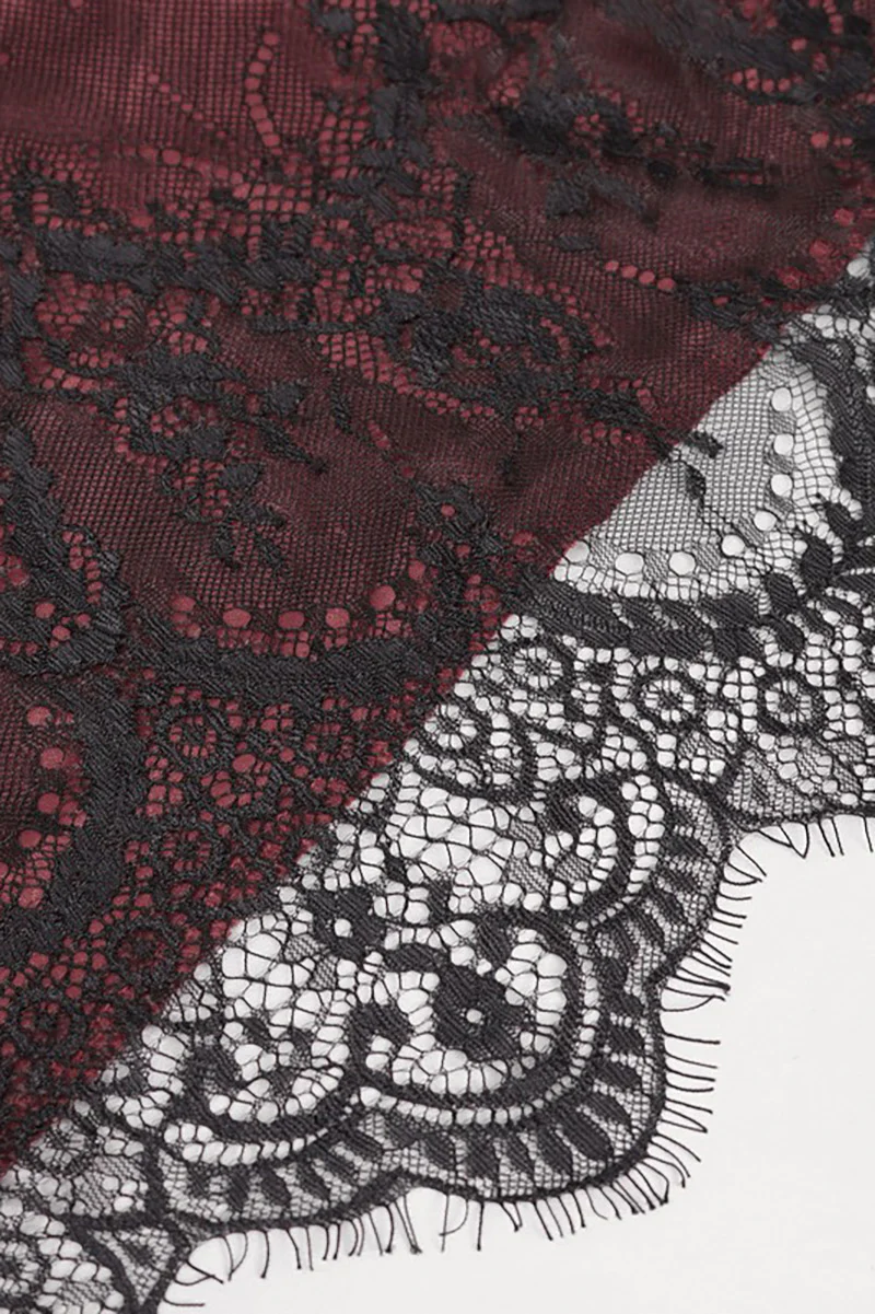 Blood Burgundy Beaded Goth Dress - Image 11