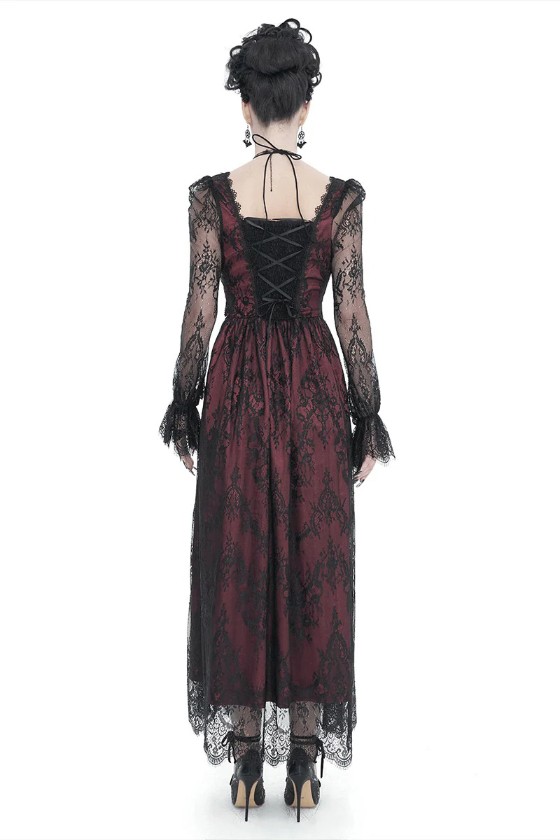 Blood Burgundy Beaded Goth Dress - Image 5