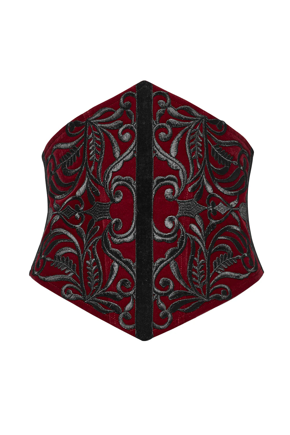 Blood Countess Embroidered Velvet Corset [Black/Red]