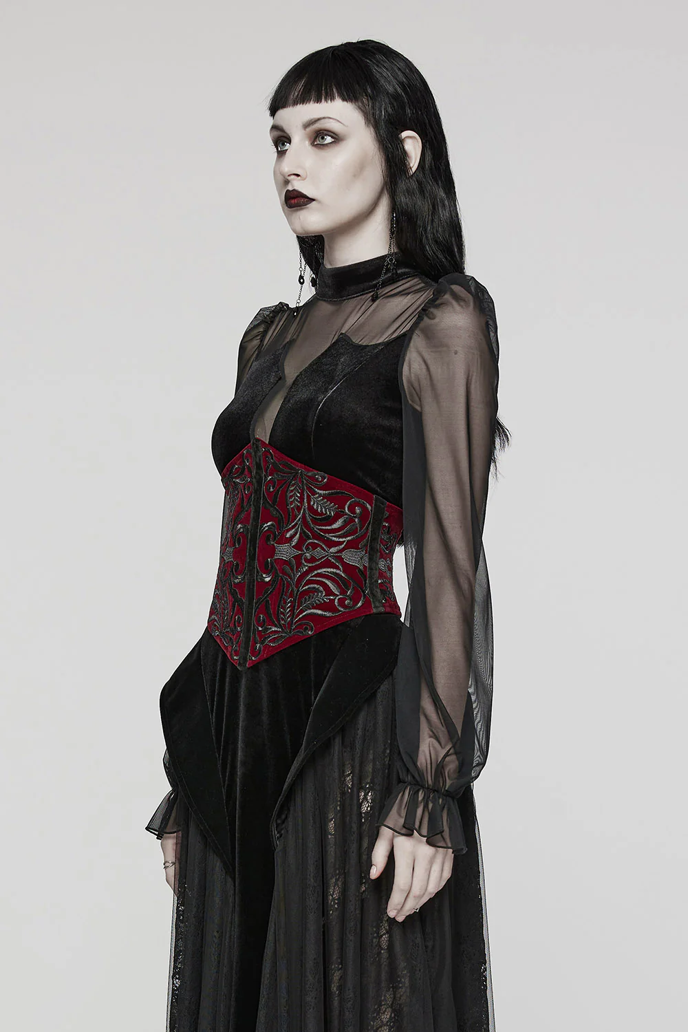 Blood Countess Embroidered Velvet Corset [Black/Red] - Image 6