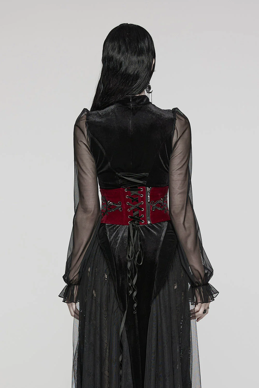 Blood Countess Embroidered Velvet Corset [Black/Red] - Image 7