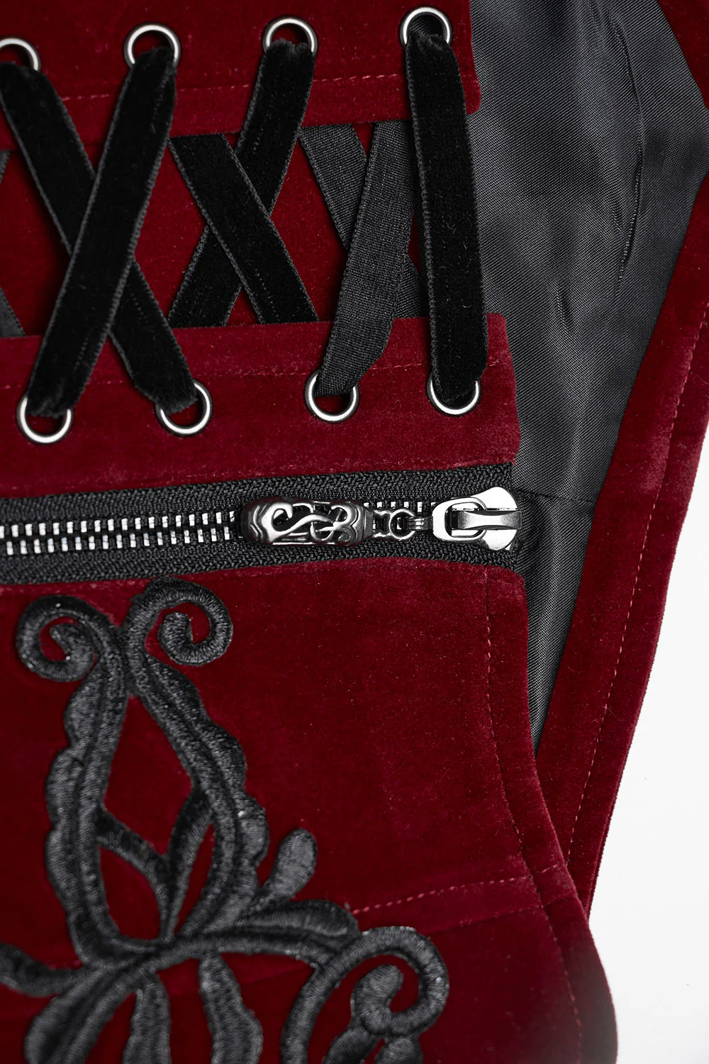 Blood Countess Embroidered Velvet Corset [Black/Red] - Image 9