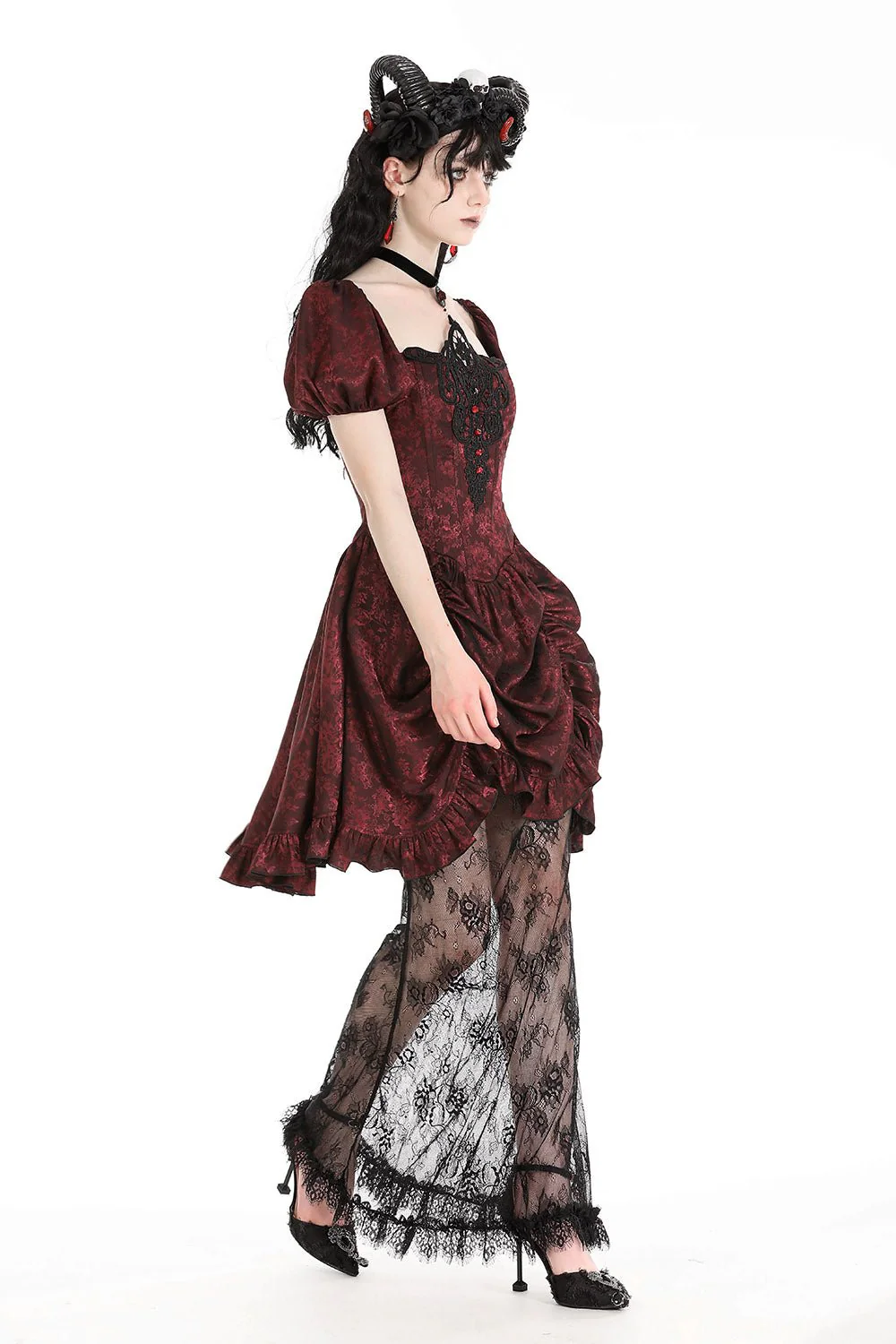 Blood Court Puffed Sleeve Gothic Dress - Image 3