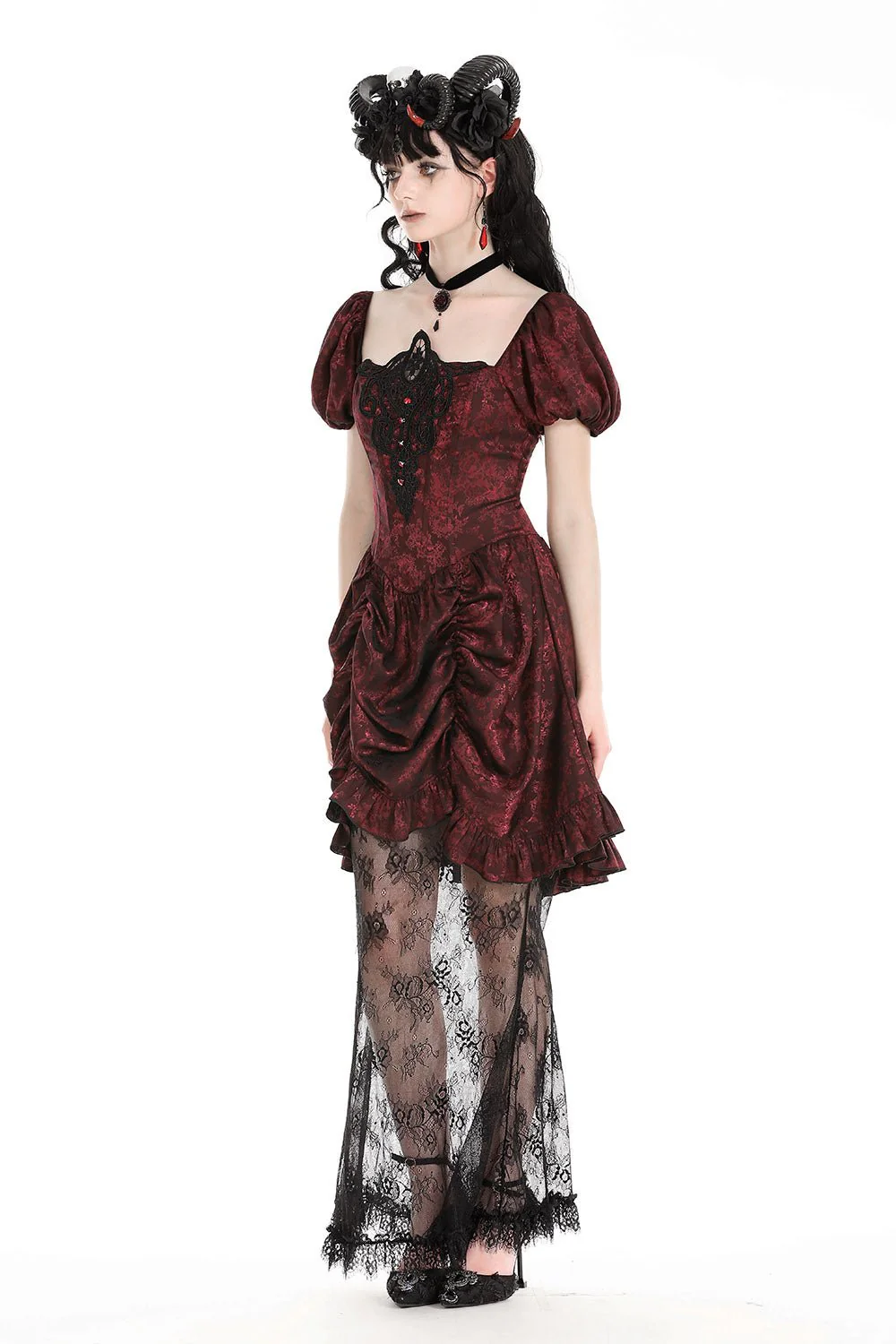 Blood Court Puffed Sleeve Gothic Dress - Image 4