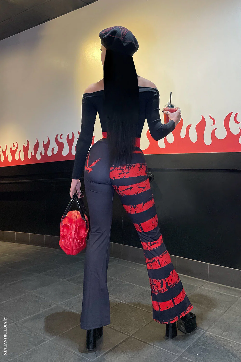Blood Oath Striped Split Flares [Red/Black] - Image 7