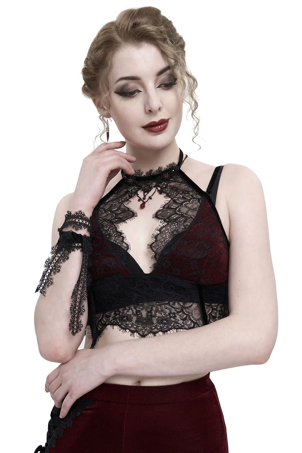 Blooddrop Velvet Crop Top - Image 2