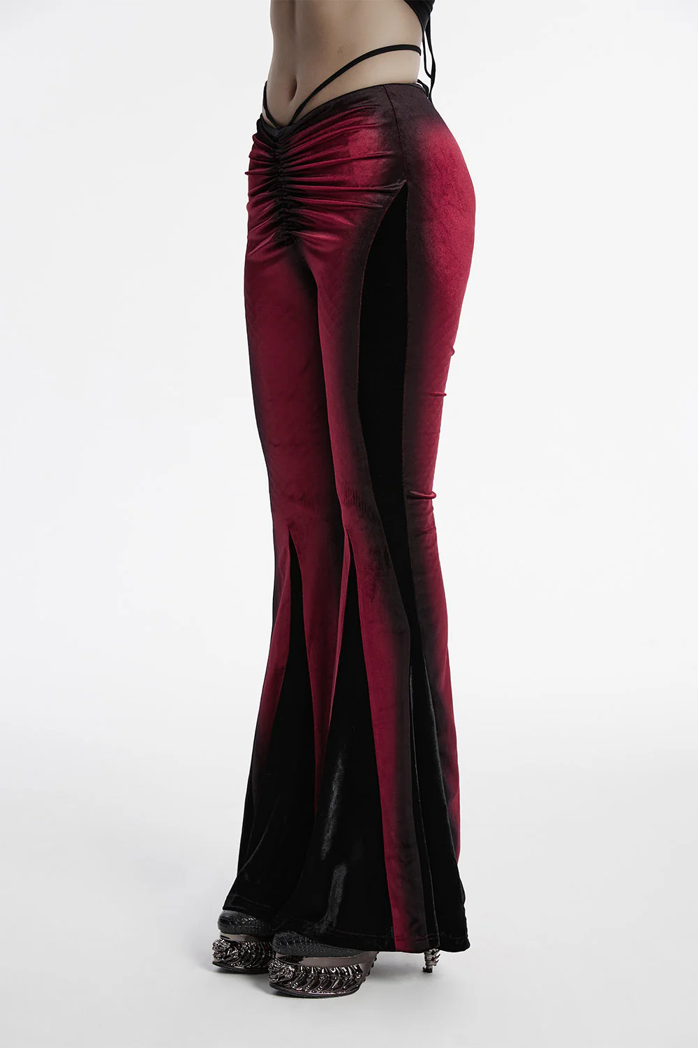 Bloodletting Velvet Flared Pants [Red] - Image 4