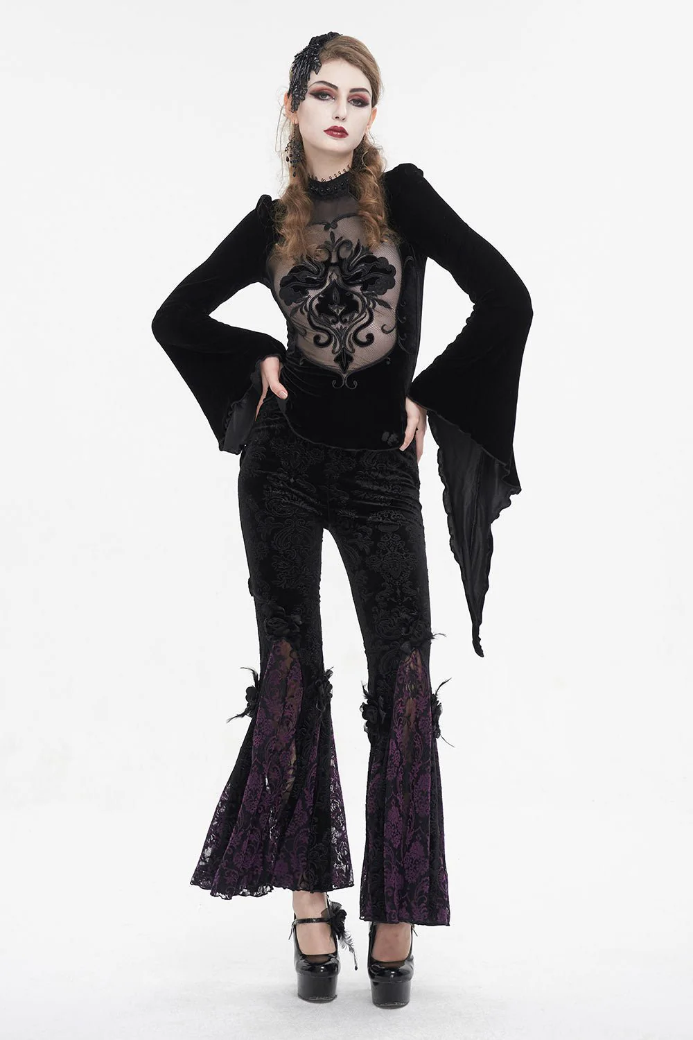Bordeaux Gothic Bell Bottoms [PURPLE] - Image 6